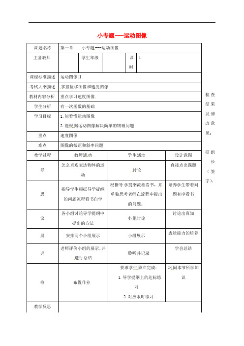 四川省北大附中高中物理 第一章 运动的描述 小专题运动图像(第1课时)教案 教科版必修1
