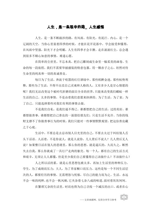 人生,是一条艰辛的路_人生感悟
