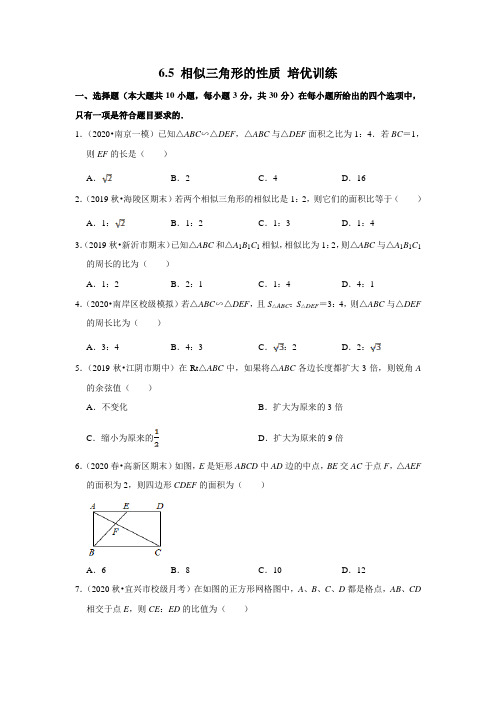 苏教版 6.5 相似三角形的性质 专项训练