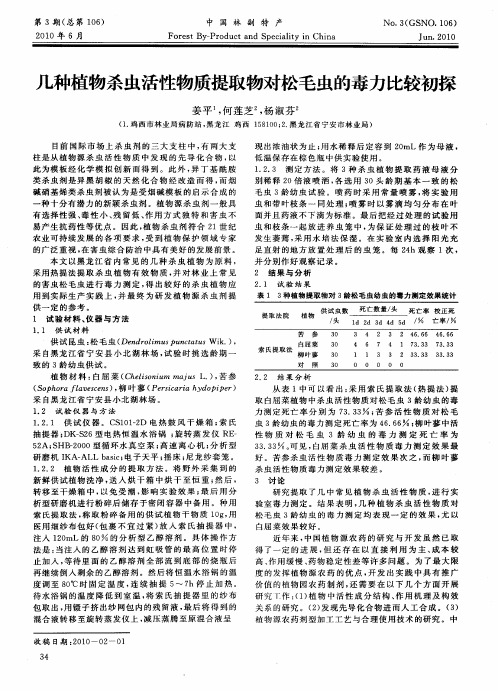 几种植物杀虫活性物质提取物对松毛虫的毒力比较初探