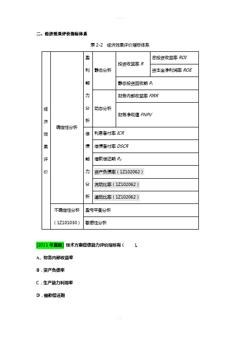 第5讲：1Z1010001Z101020技术方案经济效果评价(二)
