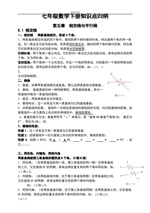 人教版七年级数学下册知识点(全面精华详细)