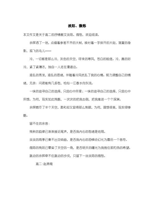 高中高二抒情散文：淡陌、微愁
