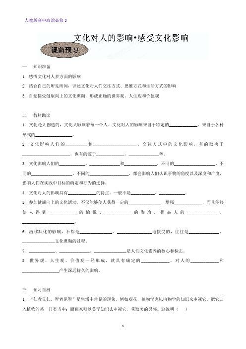 高中政治必修3精品学案5：2.1 感受文化影响