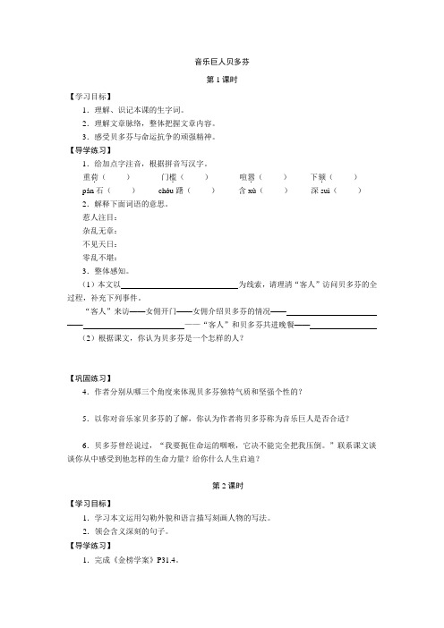 《音乐巨人贝多芬》导学案