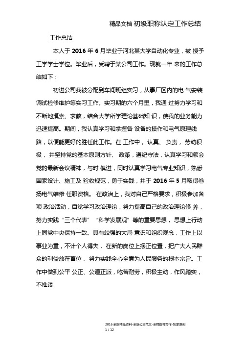 初级职称认定工作总结