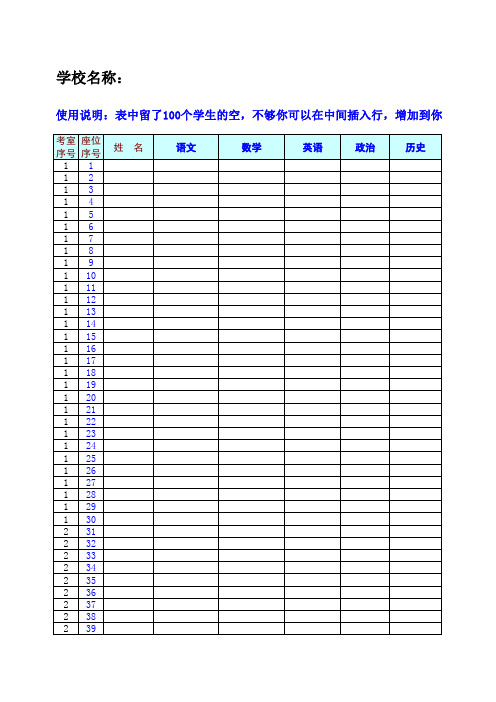 班级、年级、校级成绩算分表