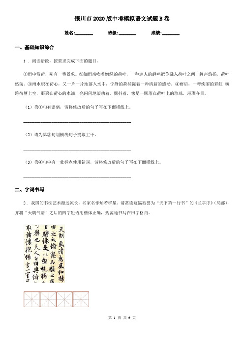 银川市2020版中考模拟语文试题B卷