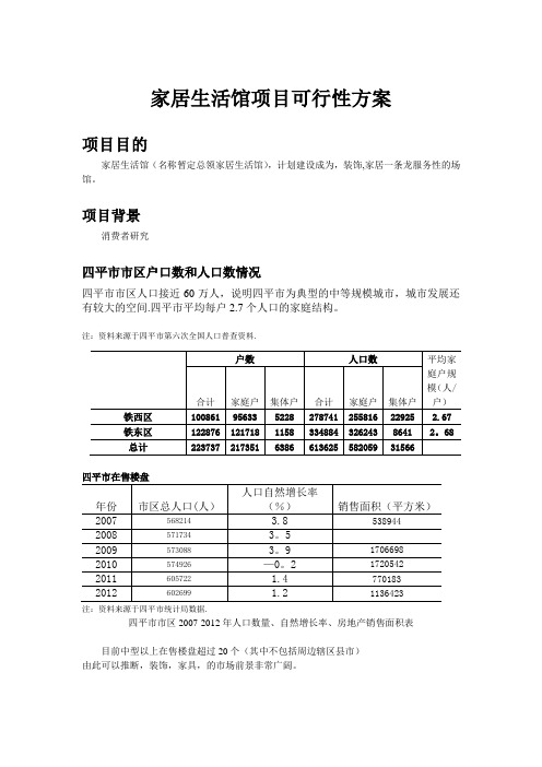 家具生活馆项目可行性方案