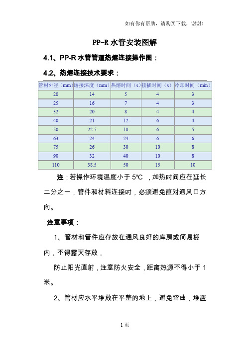 PPR水管安装操作图解及技术要求