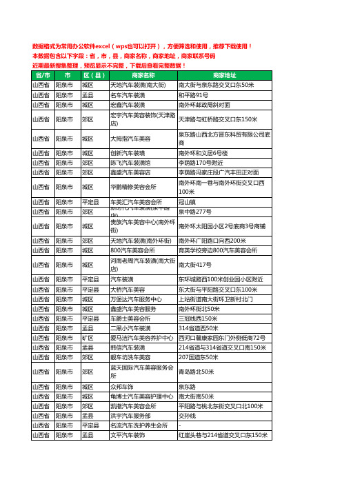 新版山西省阳泉市汽车装饰工商企业公司名录名单大全140家