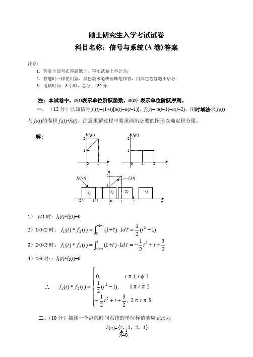 08硕士信号与系统A卷