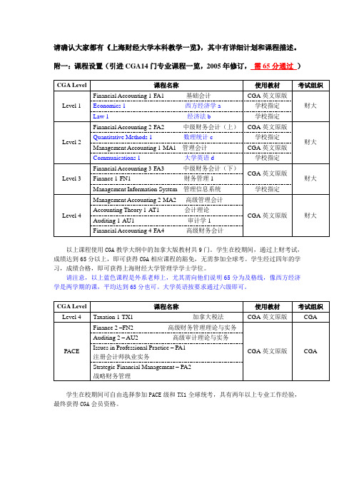 CGA教学计划65分及格