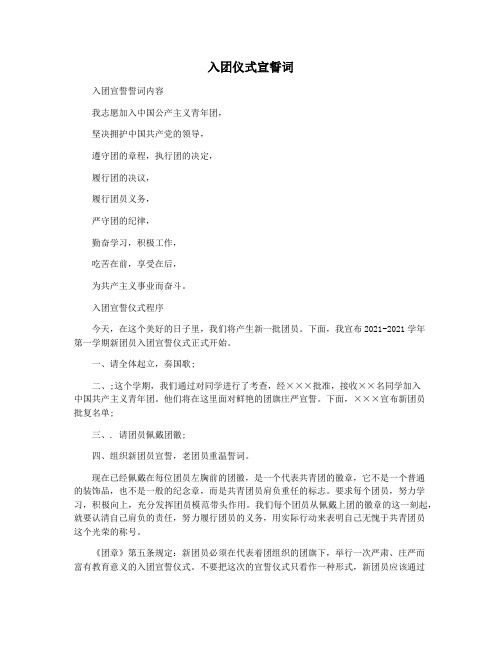 入团仪式宣誓词