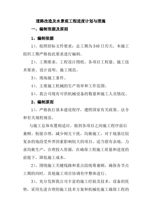 道路改造及水景观工程进度计划与措施