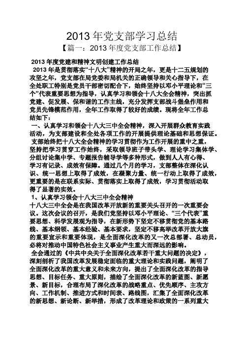 2013年党支部学习总结