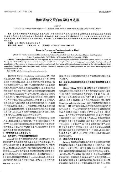 植物磷酸化蛋白组学研究进展