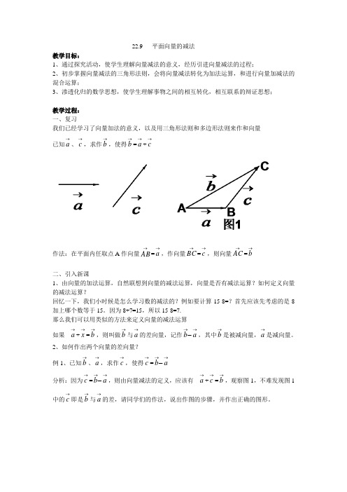 22.9平面向量的减法