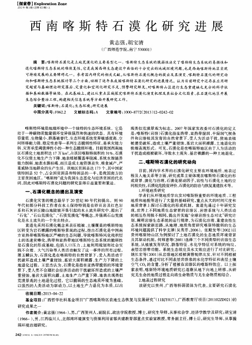 西南喀斯特石漠化研究进展