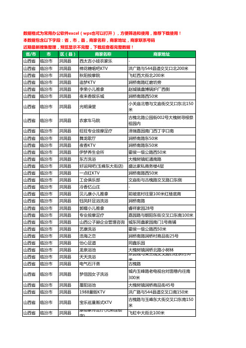 2020新版山西省临汾市洪洞县休闲娱乐工商企业公司商家名录名单黄页联系电话号码地址大全206家