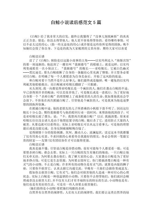 白鲸小说读后感范文5篇