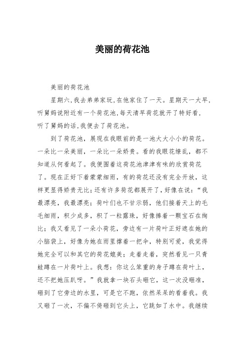 小学二年级作文：美丽的荷花池