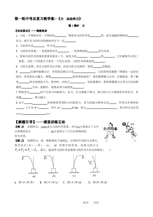 第一轮中考复习教学案  力