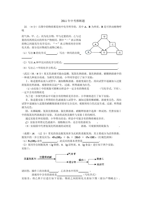 2011年中考推断题集