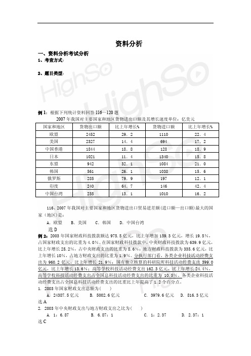 公务员 名师专项点睛班 资料分析专项 第一段到第四段