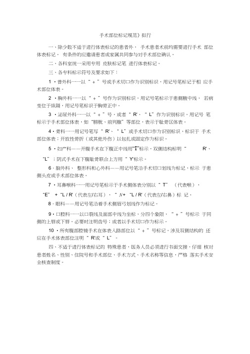 手术部位标记规范word精品