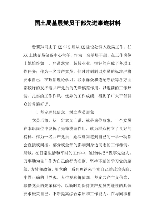 国土局基层党员干部先进事迹材料