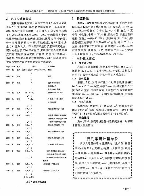 我刊常用计量单位