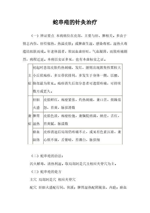 蛇串疮的针灸治疗