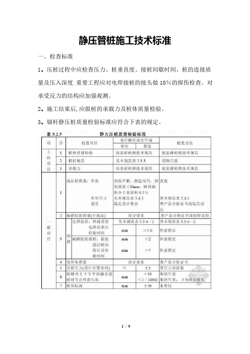 静压管桩施工技术标准