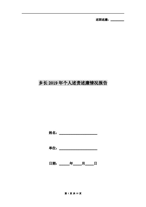 乡长2019年个人述责述廉情况报告