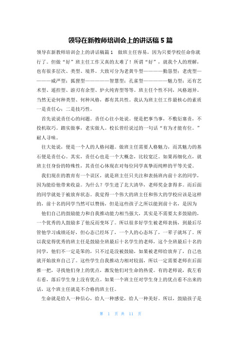 领导在新教师培训会上的讲话稿5篇