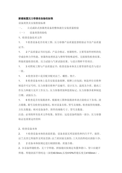 压力容器验收标准讲解