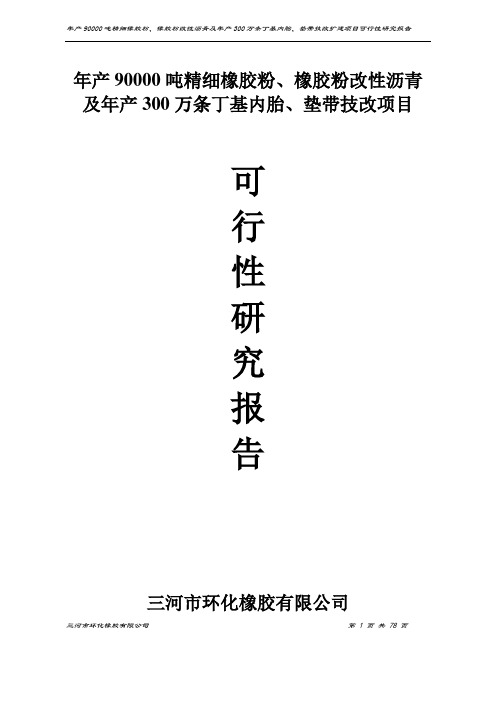 年产90000吨精细橡胶粉、橡胶粉改性沥青及年产300万条丁级内垫带技改项目可研报告