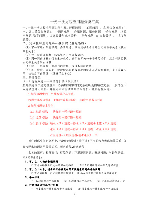 一元一次方程应用题分类汇集(我已整)2013.12.5