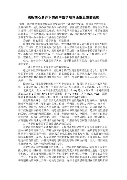 浅析核心素养下的高中数学培养函数思想的策略