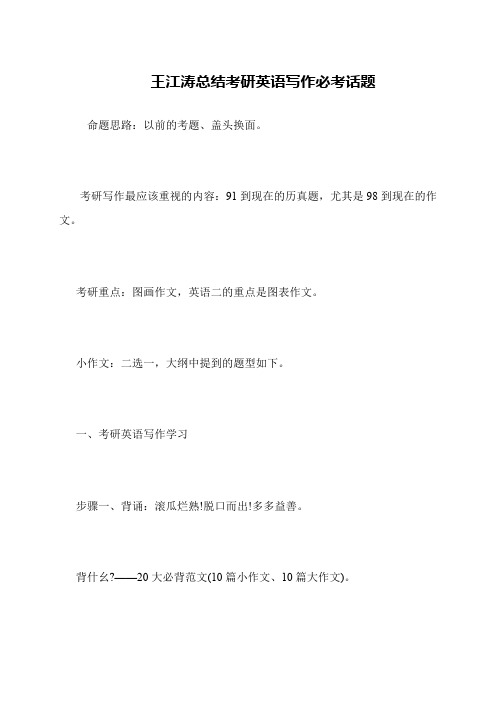 王江涛总结考研英语写作必考话题