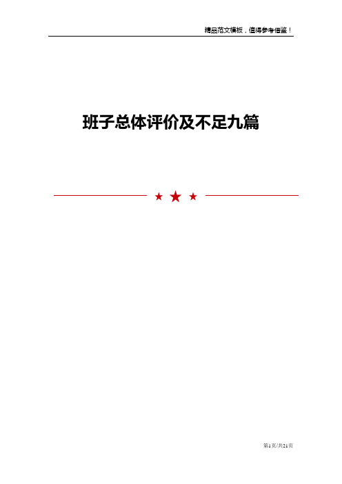 班子总体评价及不足九篇