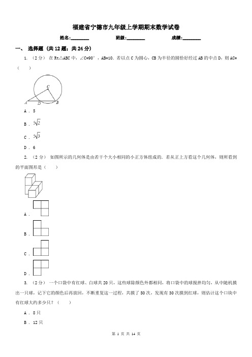 福建省宁德市九年级上学期期末数学试卷