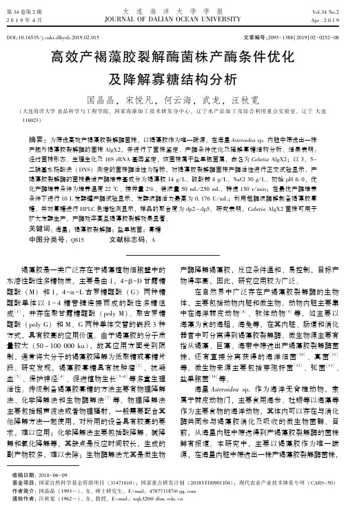 高效产褐藻胶裂解酶菌株产酶条件优化及降解寡糖结构分析