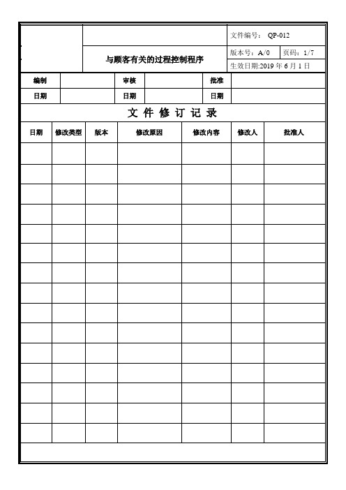 QP-012与顾客有关的过程控制程序