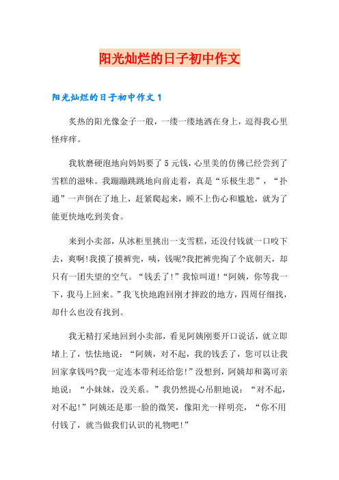 阳光灿烂的日子初中作文