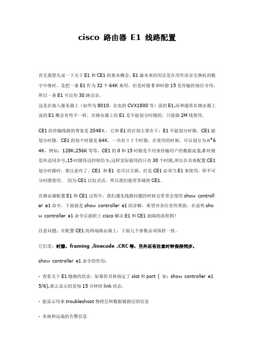 cisco 路由器 E1 线路配置