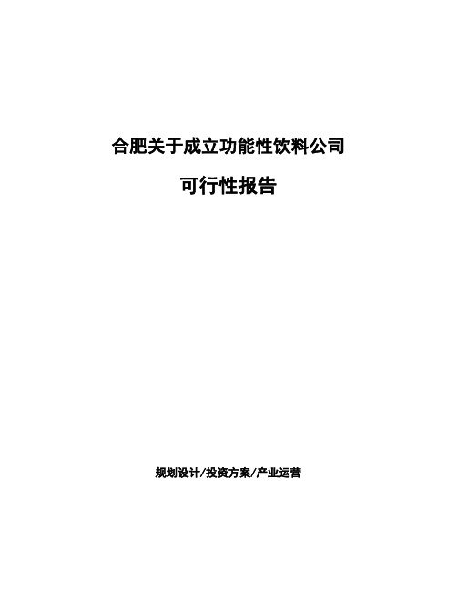 合肥关于成立功能性饮料公司可行性报告