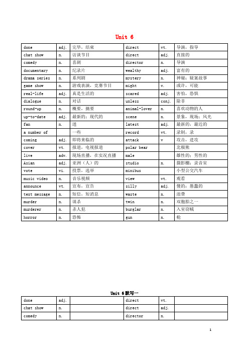 九年级英语上册 Unit 6 TV programmes单词以及词汇默