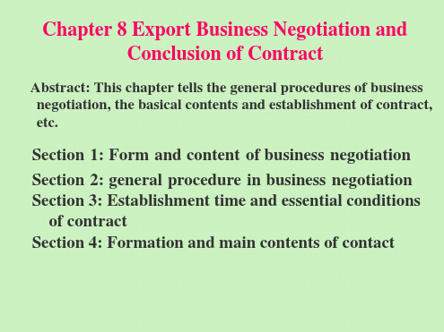 国际贸易实务讲义Chapter8ExportBusinessNegotiationandConclu